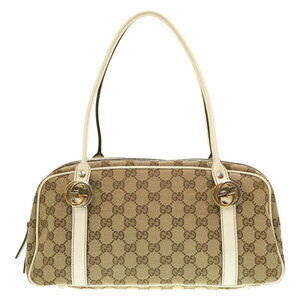 Gucci GG Twins Shoulder Bag Brown Canvas Leather